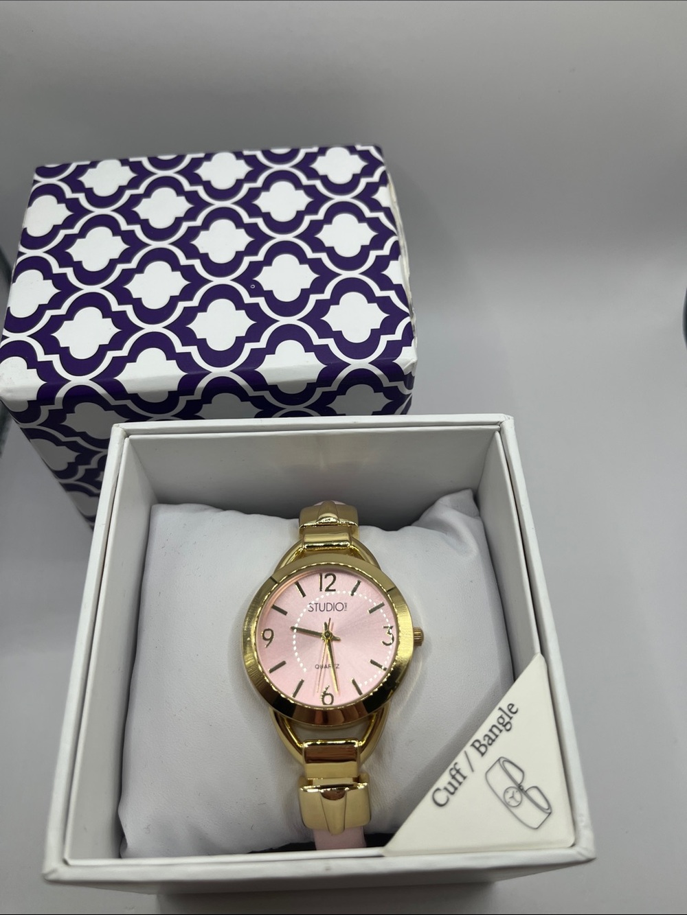 Studio Gold and Pink Women's Cuff Watch